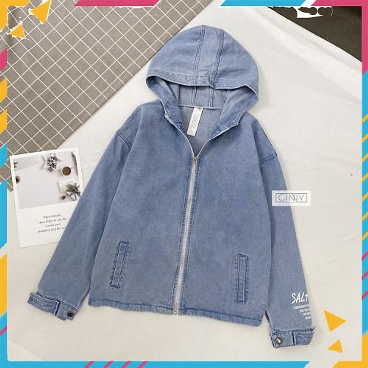 Áo Khoác Chống Nắng Jean TK Unisex Nam Nữ | Form Bigsize Thoải Mái | Chất Dày Dặn | Có Nón Rộng | Khoá Kéo