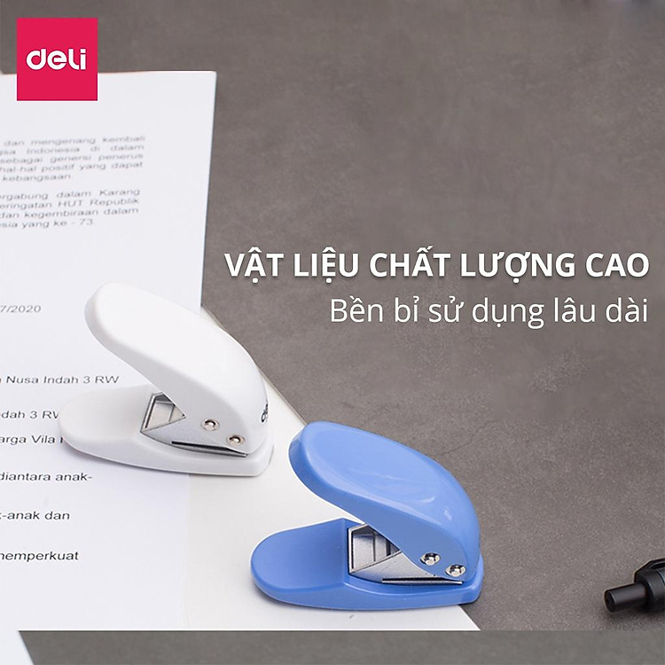 Kìm Bấm Đục Lỗ Giấy Mini Deli E0111 - Màu Ngẫu Nhiên - Ảnh 2