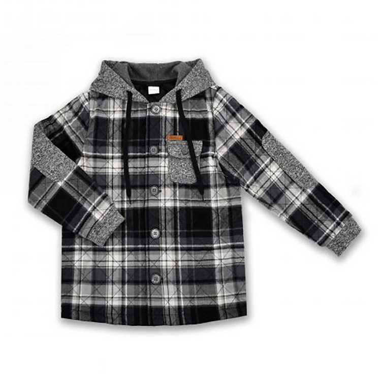 Áo Khoác Bé Trai Phối Mũ Nỉ Ardilla - Kẻ Đen Trắng
