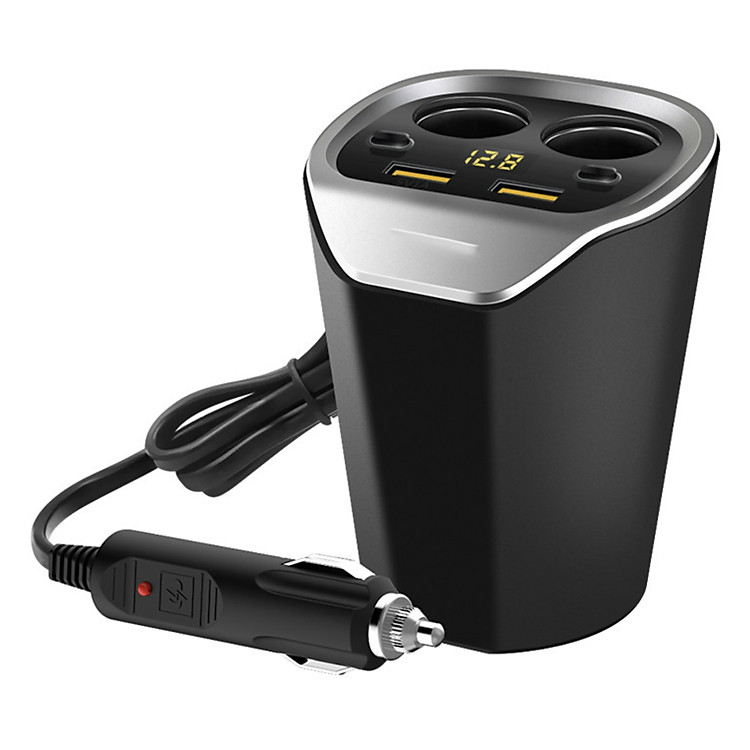 Bộ chia tẩu sạc xe hơi cao cấp 2 nguồn, 2 USB HD