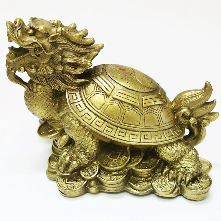 Tượng Long Quy Đồng 12cm - Linh Vật Phong Thủy Đặt Ban Thờ Thần Tài, Phòng Khách ... Trấn Trạch, Hóa Sát, An Gia
