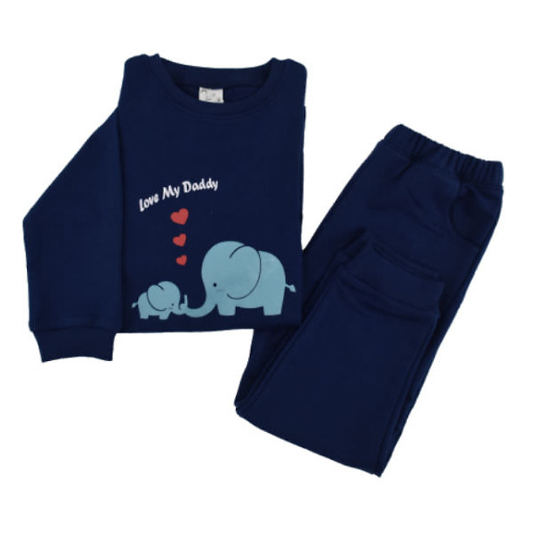 Bộ Nỉ Da Cá Bé Trai Hình Con Voi Ardilla 04BW2017 - Navy