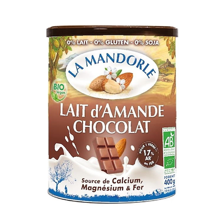 Thùng 6 hộp sữa bột hạnh nhân socola hữu cơ La mandorle 400g