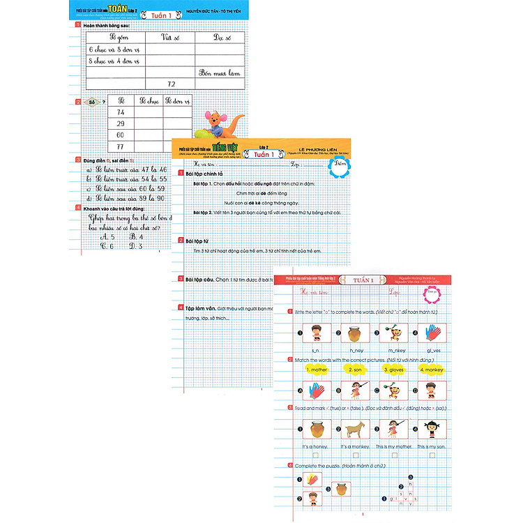 Combo Phiếu Bài Tập Cuối Tuần Môn Toán - Tiếng Việt - Tiếng Anh Lớp 2 (Theo Chương Trình Giáo Dục Phổ Thông Mới Định Hướng Phát Triển Năng Lực)