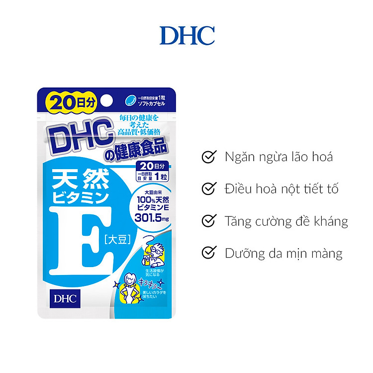TPBVSK DHC Natural Vitamin E (soybean) (Viên uống bổ sung Vitamin E Nhật Bản)