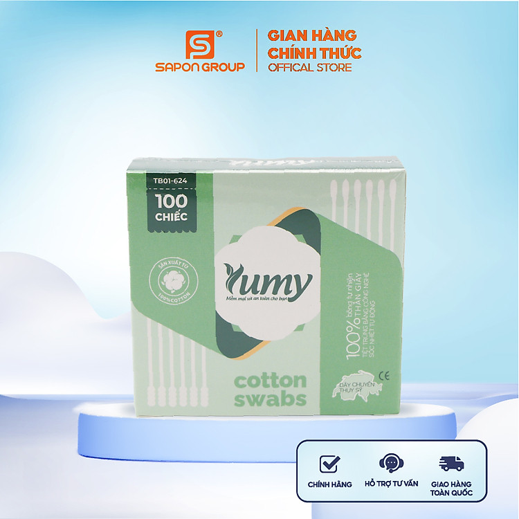 Combo 2 hộp bông ngoáy tai YUMY 100 chiếc/hộp thân giấy cho người lớn (TB11_624)