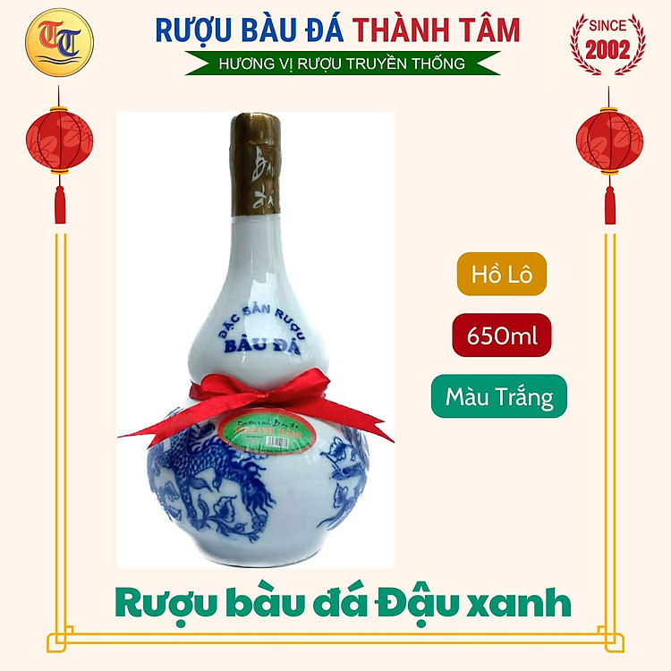 Rượu Bàu Đá Hồ lô - Chum 650ml (Đậu xanh) Thành Tâm - Đặc sản Bình Đinh, quà tặng, rượu đậu xanh