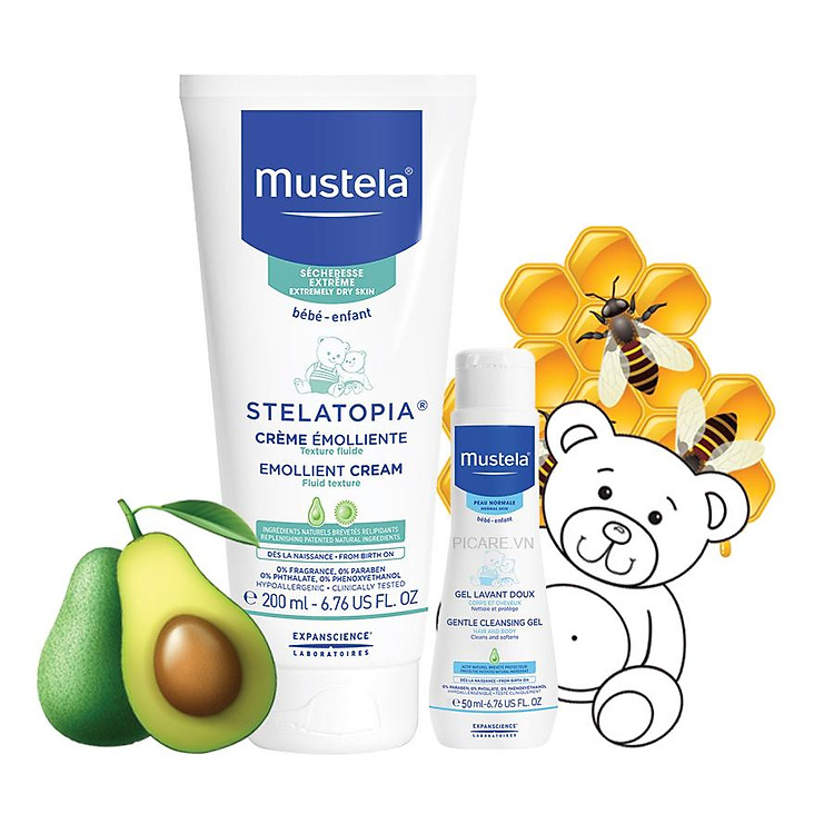 Mustela Kem Dưỡng Da Dành Cho Da Chàm Thể Trạng Stelatopia Emollient Cream 200ml Tặng Gentle Cleansing Gel 50ml
