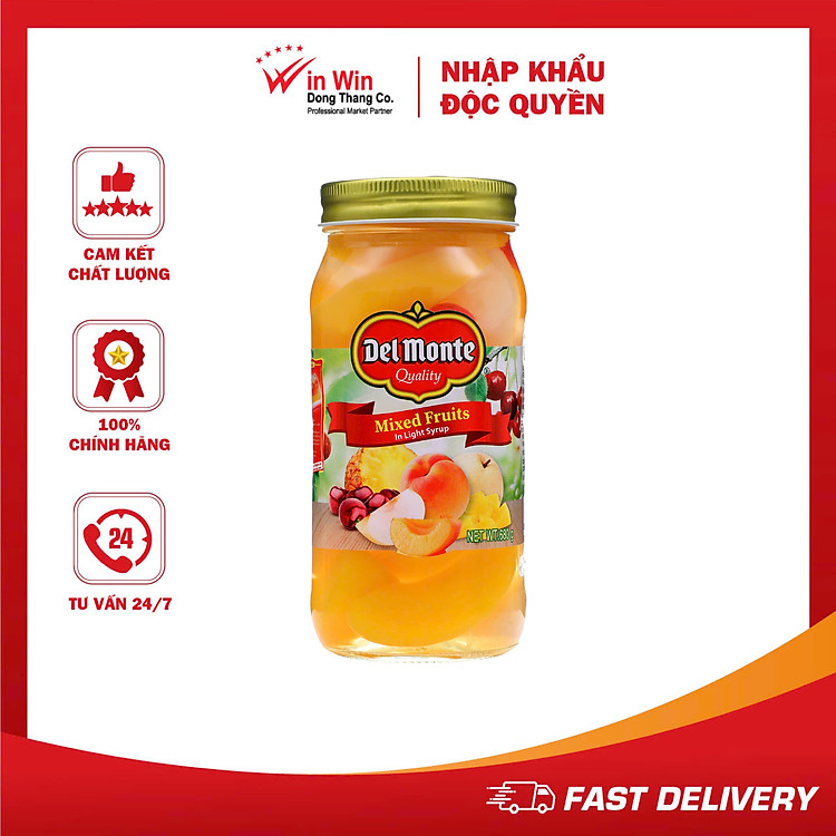Trái Cây Hỗn Hợp Ngâm Đường Del Monte 680g - Thương Hiệu Mỹ, SX China | Del Monte Mixed Fruits in Light Syrup 680g