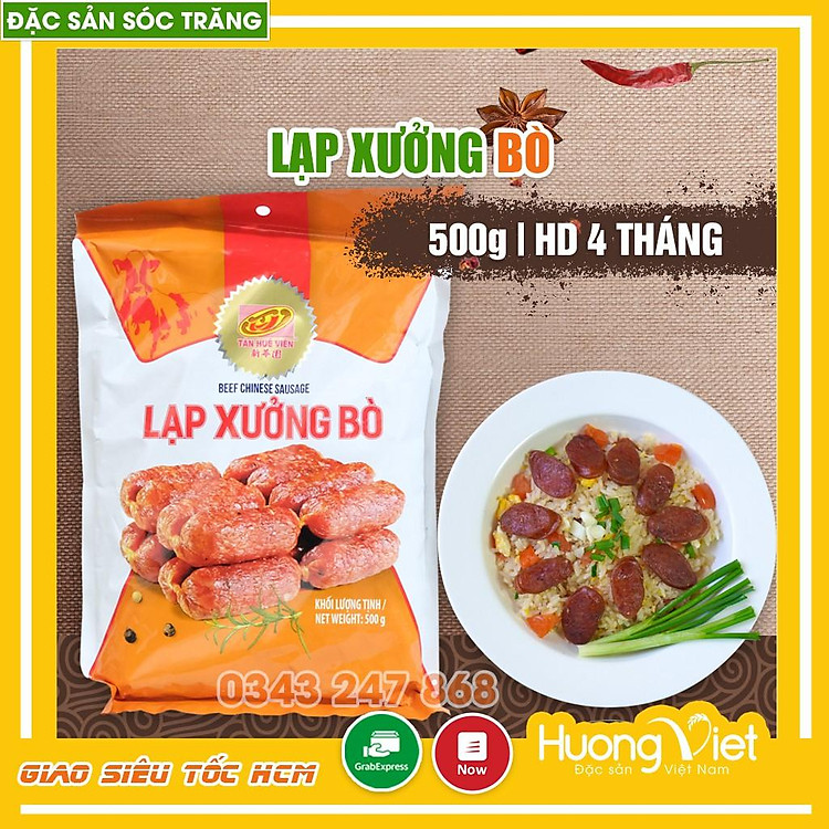 Đặc Sản Sóc Trăng - Lạp Xưởng Bò Tân Huê Viên 500G Sóc Trăng Chính Gốc Miền Tây, Đặc Sản Thịt Lạp Gia Truyền Nổi Tiếng