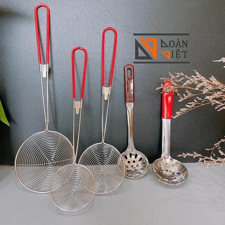 (Mẫu mini) Vợt /Vá/Muỗng múc thạch, trân châu, topping các loại.. Inox , cán bọc nhựa- nhiều size . Đồ dùng pha chế