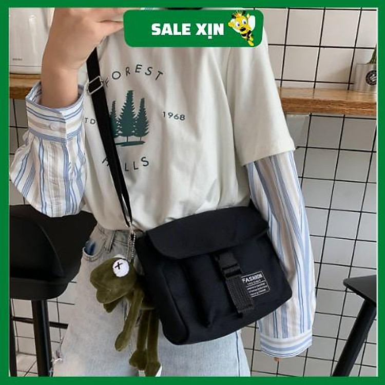 Túi tote canvas đeo chéo Harajuku giá rẻ vải mềm đi học, đi chơi - TH08