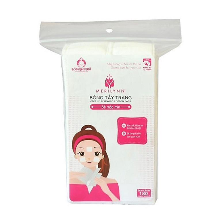 Bông tẩy trang bề mặt mịn Bông Bạch Tuyết (180 Miếng)