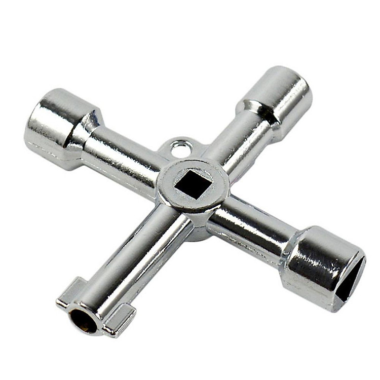 KHÓA CHỮ THẬP TỦ ĐIỆN VÀ THANG MÁY MẠ CRÔM TRẮNG