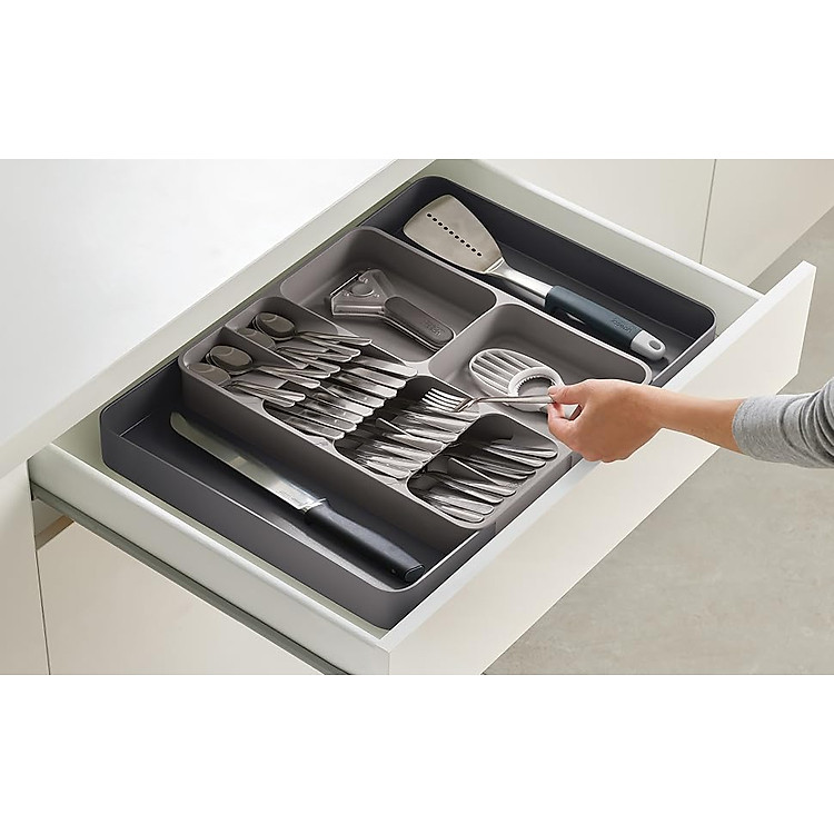 Bộ khay chia ngăn kéo để dao thìa dĩa Joseph Joseph 85166 DrawerStore Grey Hàng chính hãng