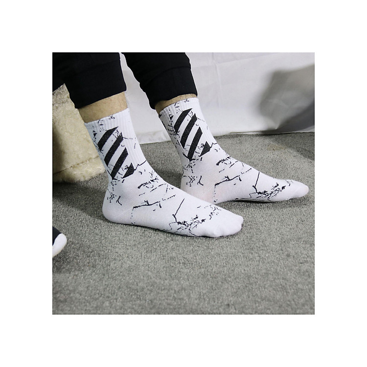 Combo 3 Đôi Tất Nam Off White Cao Cổ Tia Điện Cực Hot T1