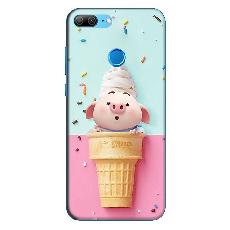 Ốp lưng nhựa cứng nhám dành cho Honor 9 Lite in hình Heo Ốc Quế