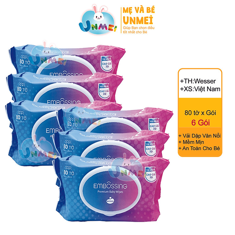 Mua Bộ 6 Gói Khăn Ướt Wesser 80 Tờ Uy tín Tiết kiệm