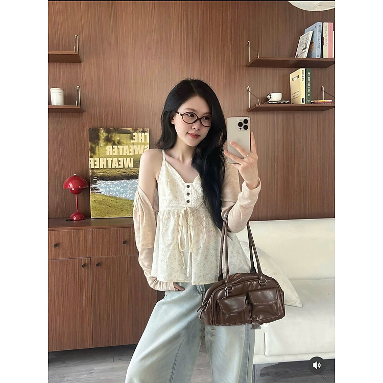 Áo Nữ Cardigan Khoác Ngoài Phối Áo 2 Lớp Vintage – Áo Kiểu Nữ Dáng Rộng Hàn Quốc