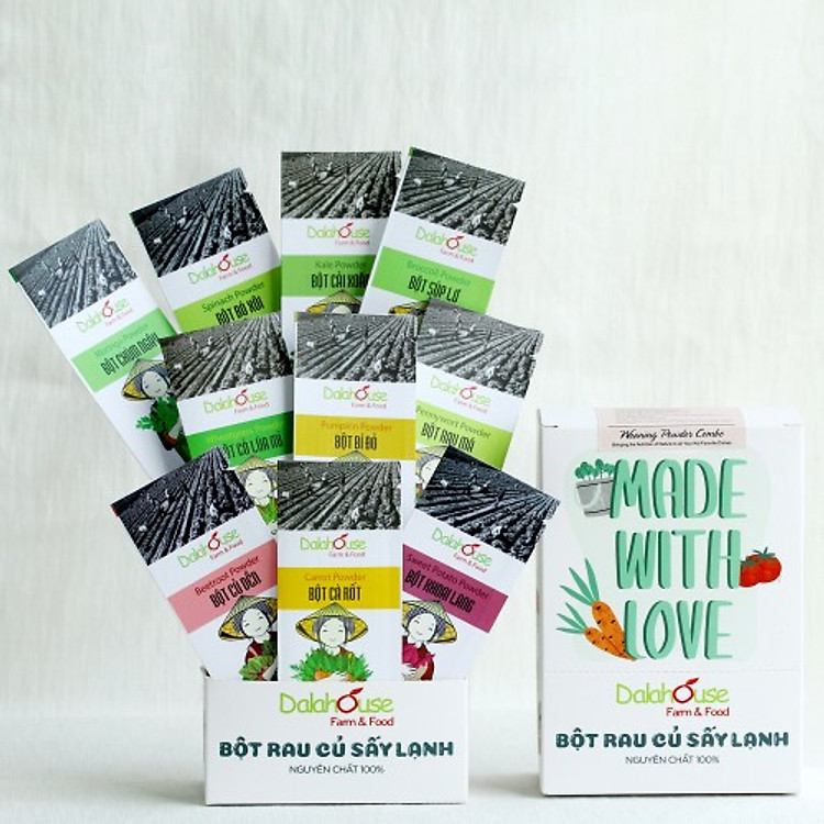 Combo ăn dặm bột rau củ sấy ép lạnh - Dalahouse 15 gói