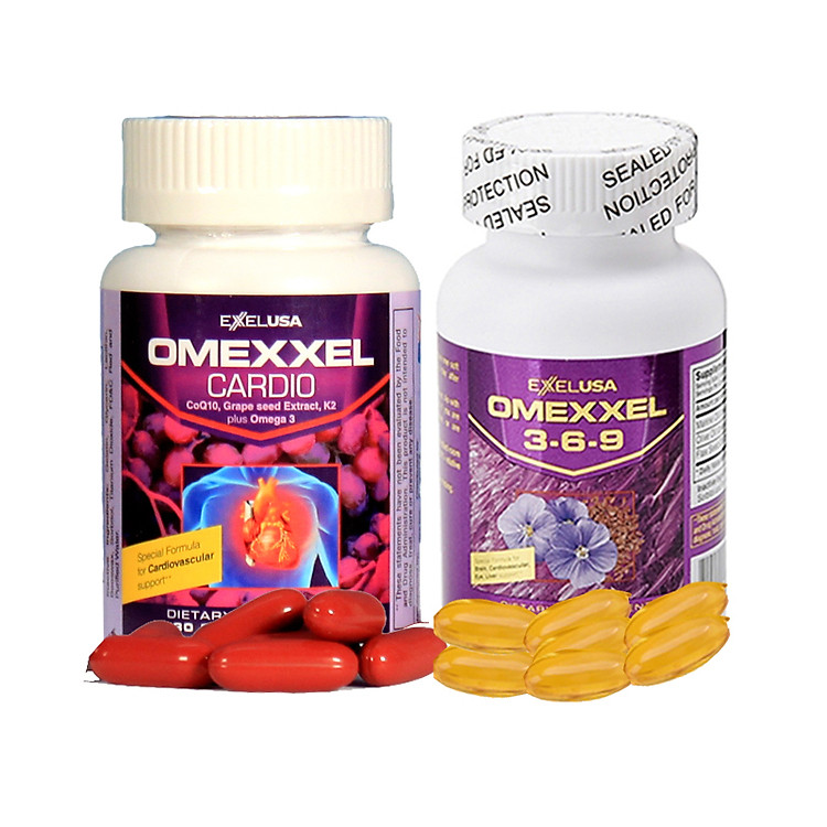 Combo Viên Uống Hỗ Trợ Tim Mạch Omexxel Cardio & Viên Uống Bổ Tim, Bổ Não, Sáng Mắt Omexxel 369 -Chính Hãng Hoa Kỳ