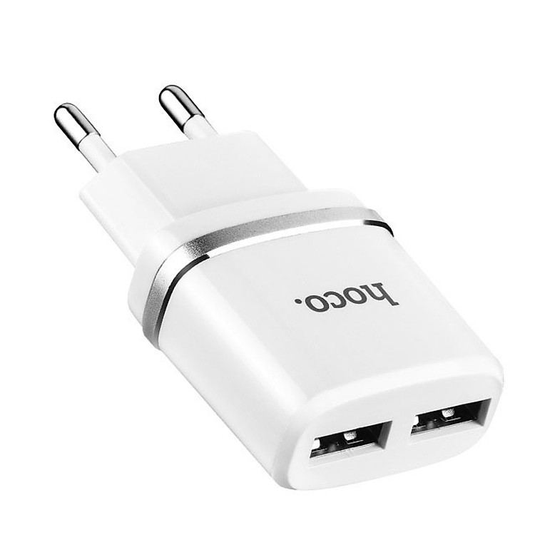 Cốc Sạc Nhanh 2.4A 2 Cổng USB Hoco C12 – Hàng Chính Hãng