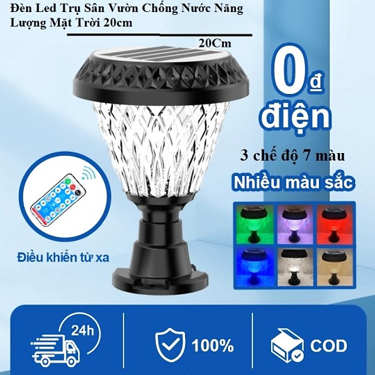 Đèn Led Trụ Sân Vườn, Chống Nước 20cm Năng Lượng Mặt Trời – DS13163