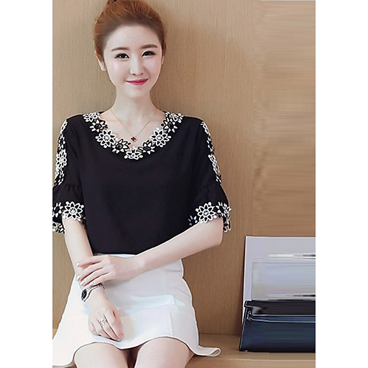 Áo Kiểu Nữ Kết Hợp Ren Hoa Cực Đẹp NT6310N1