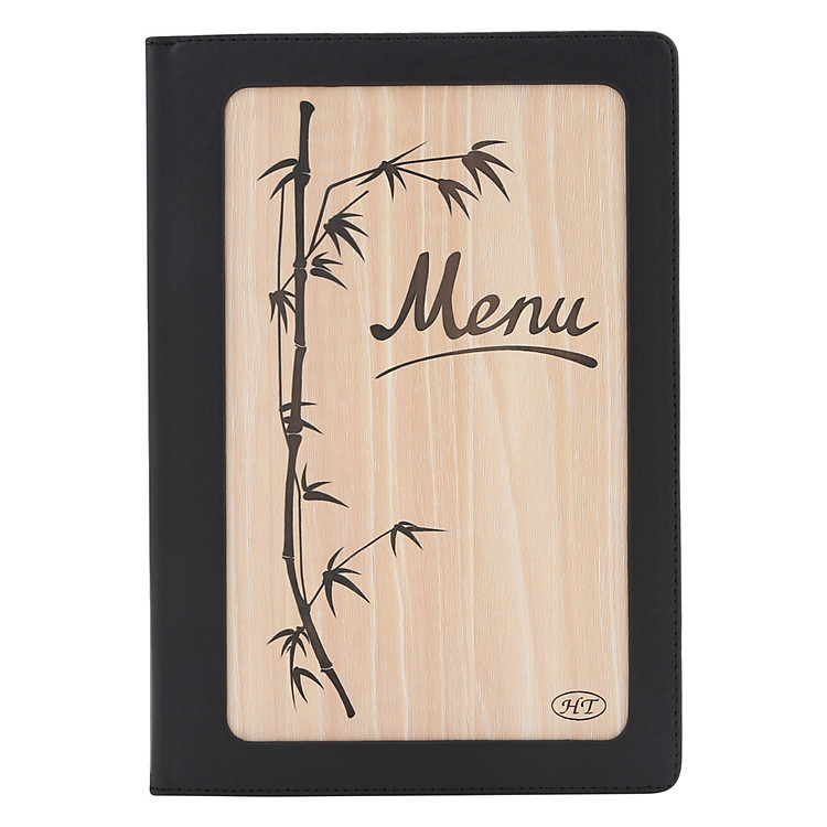 Bìa Menu Da May Gỗ Cao Cấp HT 2030 (10 Lá) – Đen