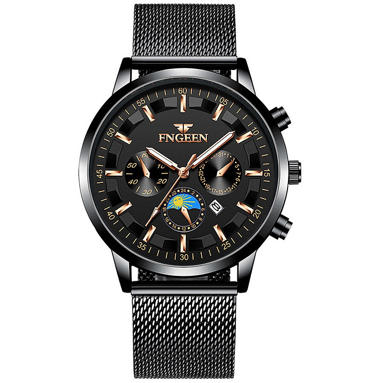 Đồng Hồ Nam FNGEEN FG5123 Lịch Ngày Dây thép Mành không gỉ cao cấp