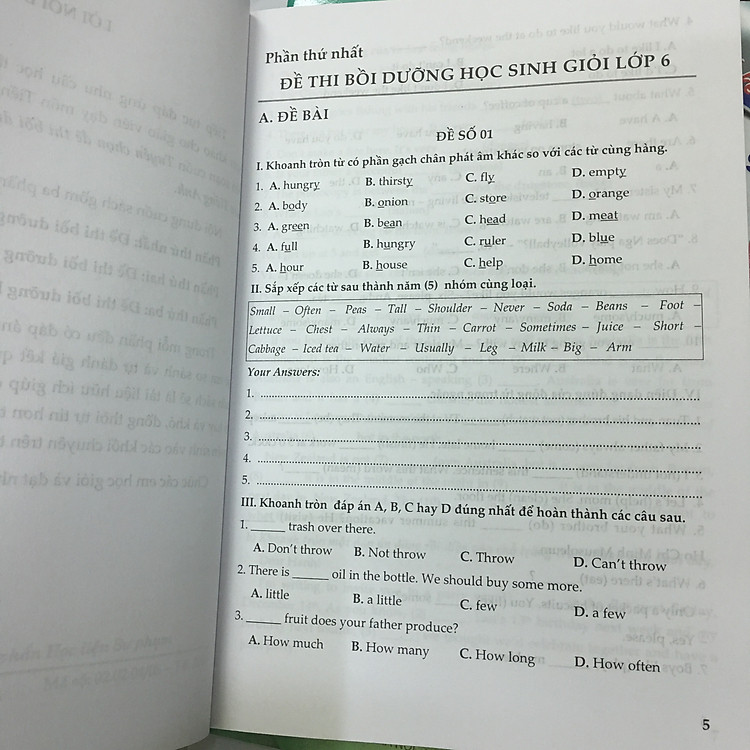 Tuyển chọn đề thi bồi dưỡng học sinh giỏi Tiếng Anh lớp 6,7,8 - Ảnh 2