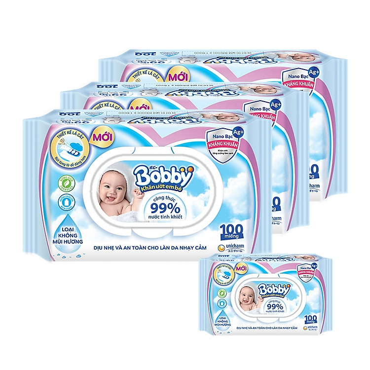 Mua tại Lazada: Combo 3 gói Khăn giấy ướt Bobby Chính hãng, giá tốt