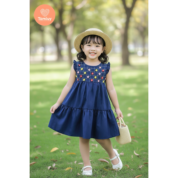 Đầm baby doll đính hoa Tamiuy