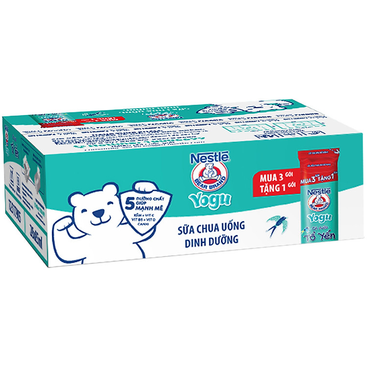 Thùng 28 gói sữa chua tổ yến Nestlé Yogu Gấu (28 x 75ml)