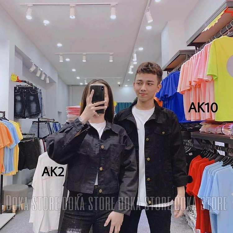 áo khoác đôi nam nữ màu đen, chất đẹp