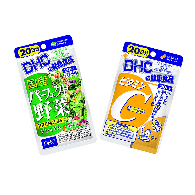 Combo TPBVSK DHC VITAMIN C HARD CAPSULE + PERFECT VEGETABLE (Combo Giảm Nóng Trong Sáng Da - Rau củ & Vitamin C)