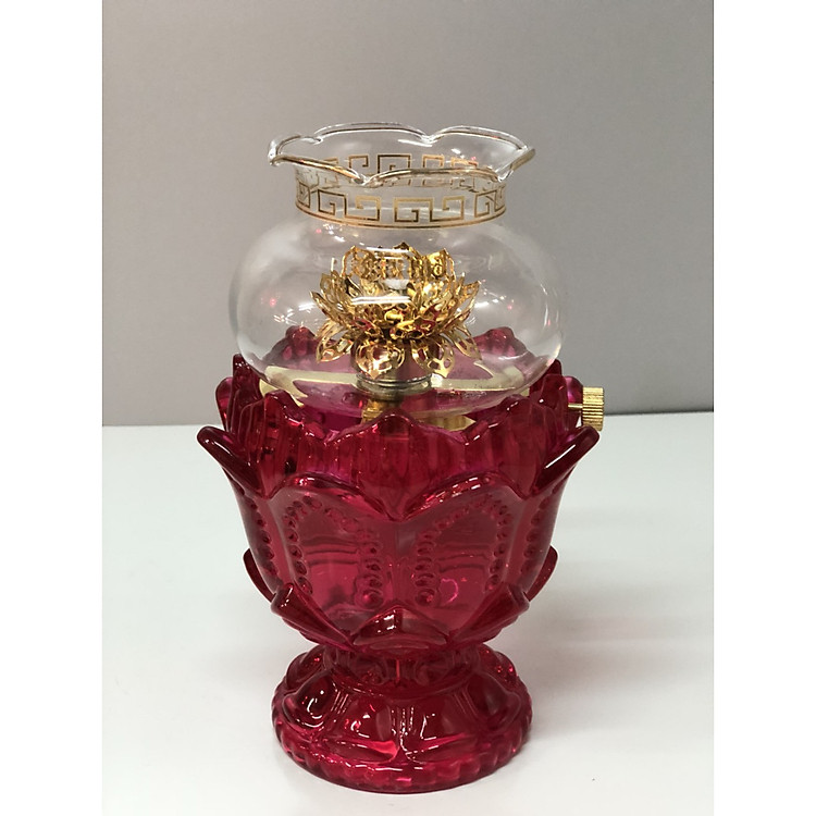 Đèn thờ đốt bằng dầu - thuỷ tinh cao cấp - cao 17cm