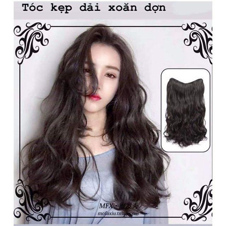 Tóc giả nữ kẹp ️️ FREESHIP ️️ kẹp dải xoăn dài 60cm kèm ảnh thật