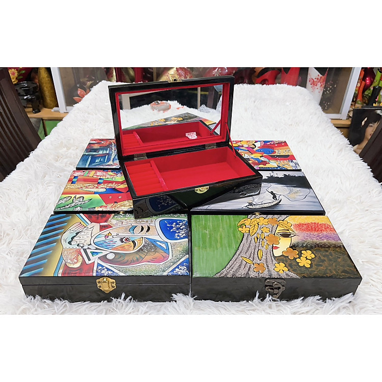 Hộp nữ trang Sơn Mài Thanh Bình Lê (14x24x6 cm) - Ảnh 5