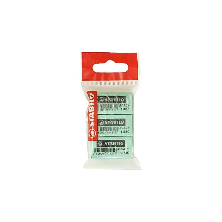 Gôm màu nhỏ STABILO Legacy (Bộ 3 viên màu xanh lá)
