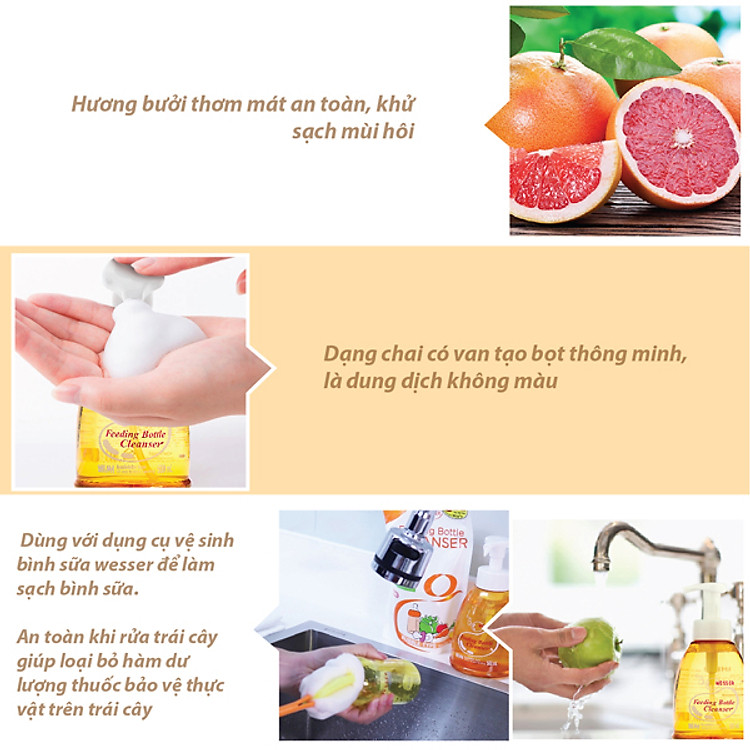 Bộ 3 Gói Nước Rửa Bình Sữa Wesser Chính hãng Giá rẻ - Hình ảnh 5