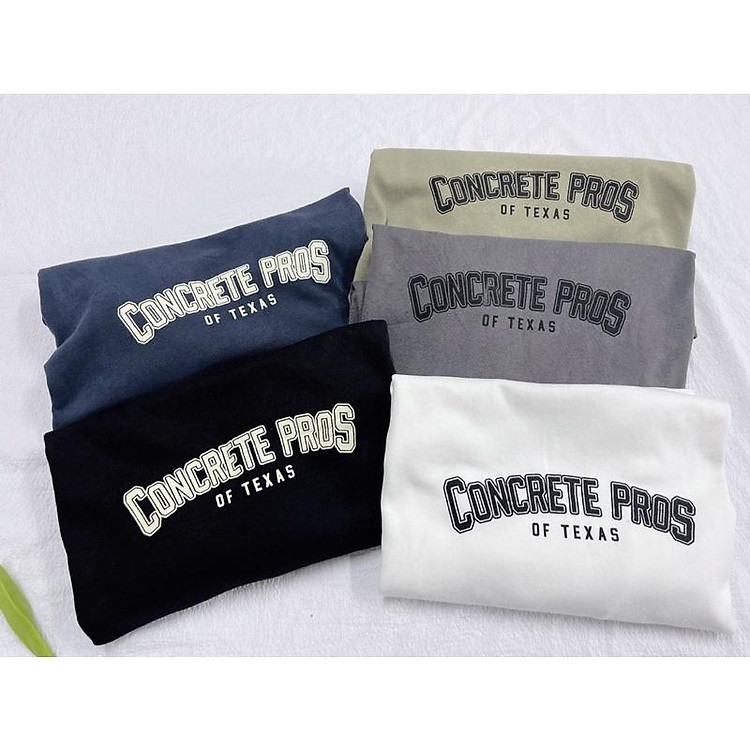 Áo thun 3158 tay lỡ form rộng vải cotton khô - Sỉ áo phông in chữ Concrete Pros