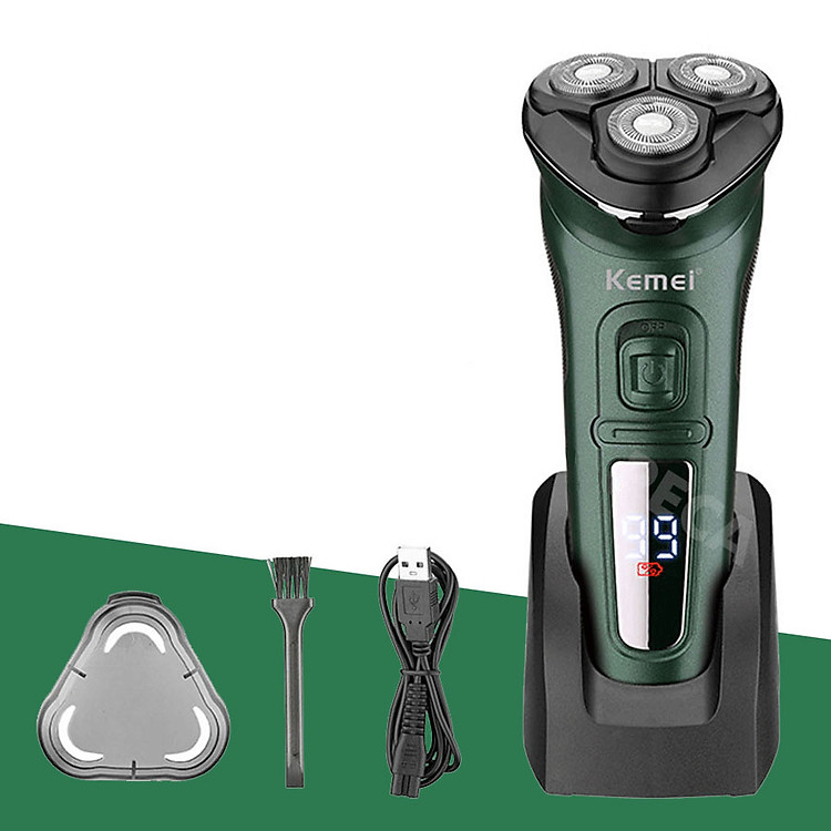 Máy cạo râu khô và ướt Kemei KM-2805 chống thấm nước IPX7 màn hình LED hiển thị sạc nhanh USB