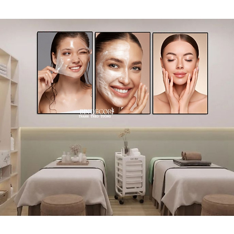 (HCM)Tranh treo tường spa chăm sóc da,tranh tráng gương trang trí decor tiệm spa làm đẹp kèm đinh chuyên dụng