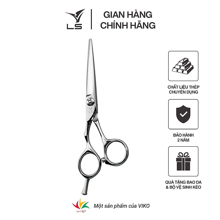 Kéo cắt tóc LS lưỡi thẳng quai offset phẳng đỡ ngón tháo rời CB11L/5.5