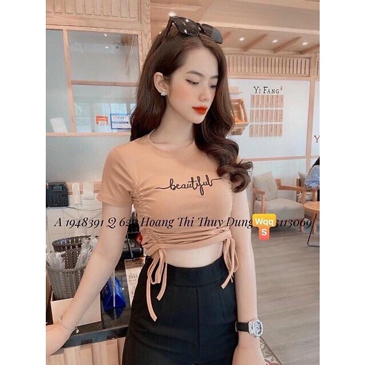 Áo Croptop Dây Rút Hai Bên