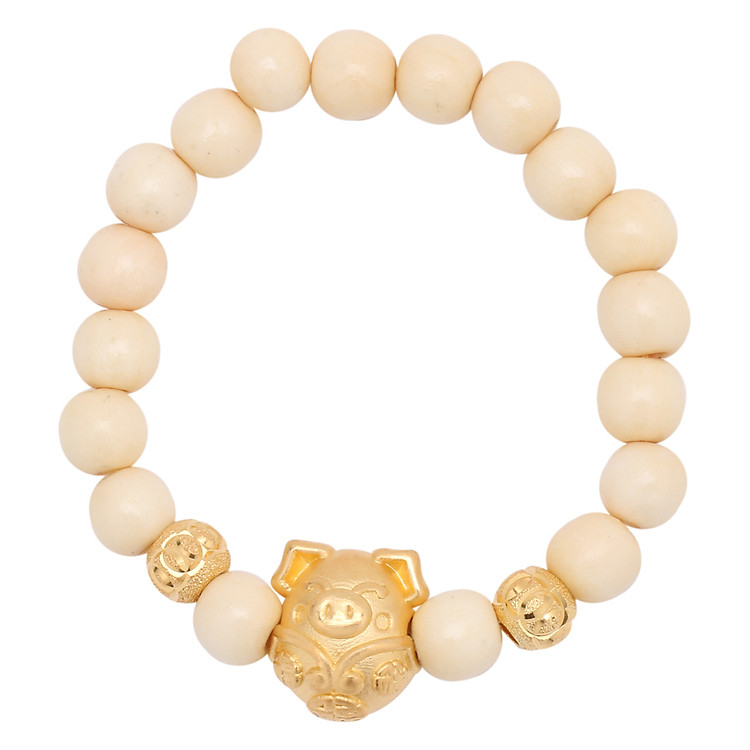 Vòng tay dâu tằm charm heo vàng - Mihababy - CHARM_HEO