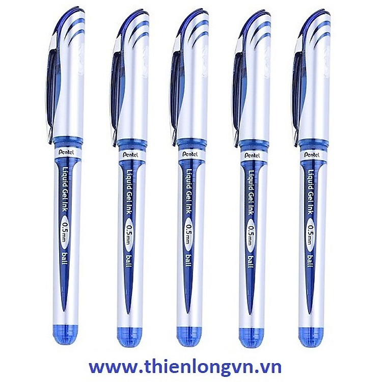 Bút nước ký Energel Pentel BLN55 (5 cây, mực xanh, ngòi 0.5mm)