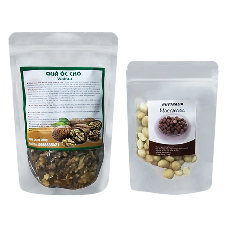 Combo Nhân Hạt Óc Chó Mỹ Vũ Phát (300g) + Nhân Hạt Macca Úc Vũ Phát (100g)
