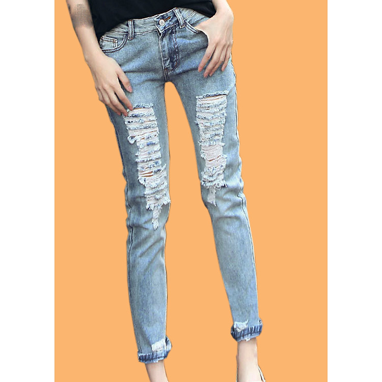 Quần nữ rách phối rách ống cho nàng thêm cá tính mạnh-174